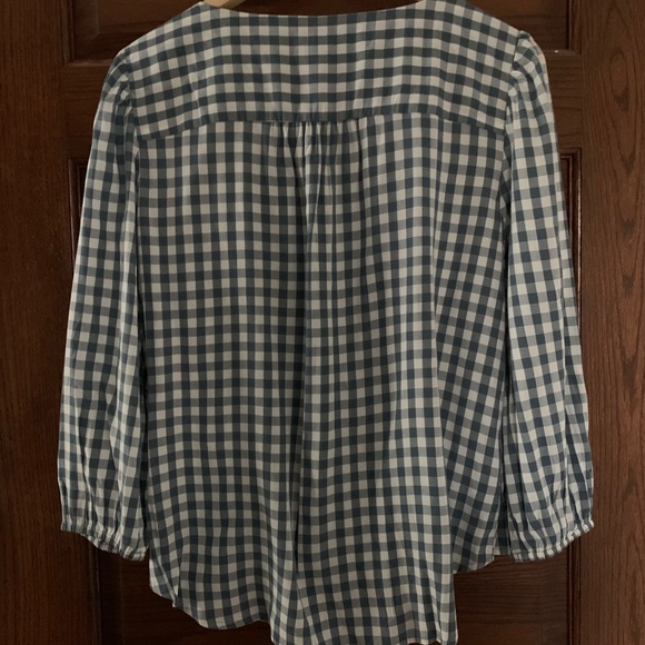Loft white and blue plaid tie top - Picture 3 of 5